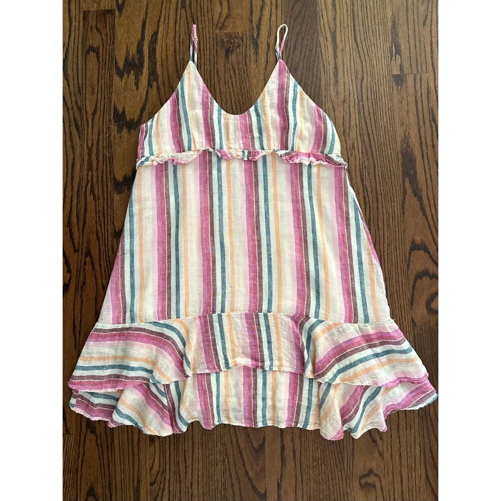 Rails Rainbow Metallic Striped Ruffle Hem Sundress Large - Picture 8 of 10